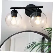 Bathroom Light Fixtures, 2 Light Bathroom Vanity Light with Globe 2-Light Black