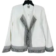 Chicos White and Black Paisley Border Printed Jacket Size 2 (US 12/14) NWT