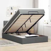 vidaXL Ottoman Bed with Mattress & LEDs Dark Grey King Single Fabric