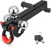 Trailer Hitch Tri-Ball Mount with Hook & Shackle, Heavy Duty Towing Hitch with Trailer Hitch Lock Pin, Fits 2 Inch Hitch Receiver with 1-7/8", 2" and 2-5/16" Hitch Ball, 45,000 LBS MAX GTW