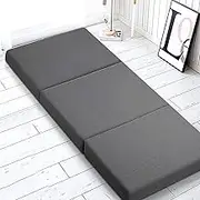 Giselle Bedding Foldable Mattress 190 x 79 x 10cm Single Folding Mattresses Floor Mat Cushion Covers Camping Portable Travel Sleeping, Sofa Bed Pad Home Office Grey.
