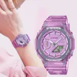 【CASIO 卡西歐】G-SHOCK 女錶 八角 半透明雙顯手錶-粉 開學(GMA-S2100SK-4A)