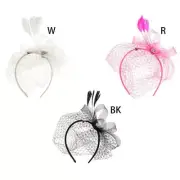Women Fascinator Hat 20s Vintage Solid Color Mesh Ribbon Flower Headwear