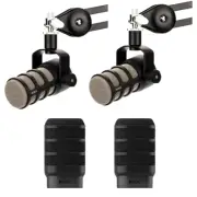 Rode PodMic Dynamic Podcasting Microphone (2-Pack) w/ 2x Pop Filter Black Bundle
