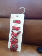 WONDER NATION Boy's One Size TIE & POCKET SQUARE Red Plaid ~ New with Tags