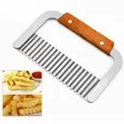 Hardwood Handle Crinkle Wax Vegetable Soap Cutter Wavy Slicer Stainless Steel