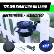 12X LED Solar Clip-on Fence Gutter Outdoor Garden Yard Pathway Lamp Light BLACK