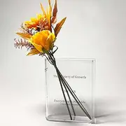 Book Vase,Creative Book-Shaped Acrylic Flower Vase,Tulip Vases,Aesthetic Room Decor for Home, Bedroom,Office,Living Room(Clear Color)