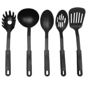 5pc Nylon Kitchen Cooking Tool Set - Turner Slot Mixing Spoon Ladle & Pasta Fork