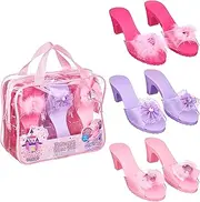 Expressions 3-Pack Princess Shoes Set - Dress Up Royalty Kids Heels Slip On Shoes - Colorful Princess Dress Up Shoes, Pretend Play High Heels for Kids - Fits Toddler Size 7-10