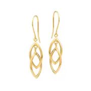 14K Yellow Gold Shiny Drop Tear Drop Earrings