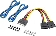 Mcsher 20" Inch 6Gbps SATA 3 Data Cable SATA to SATA Power Splitter Cord Mounting Screws Set / HDD SSD SATA Hard Drive Connection Kit