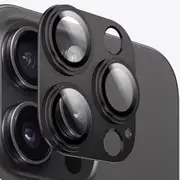 Magic Skin Compatible with iPhone 15 Pro/iPhone 15 Pro Max Camera Lens Protector, Metal Aluminum Alloy Tempered Glass Cover Camera Screen Protector, Full Coverage Protection (Black)