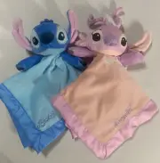 Disney Lilo & Stitch Baby Blankets Lovey Security Plush Blanket 2 Pc Set 14”x14”