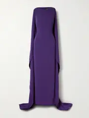 [Solace London] Solace London - Kaila Cape-effect Crepe Gown - Dark purple - UK 10 UK 10 Purple