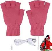 Heated Fingerless Gloves - USB Heated Mitten Electric Warm Winter Heated Gloves,Rechargeable Elastic Hand Warmer for Indoor and Outdoor Riding Running Bicycling Pochy