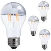 4Pack LED Round Half Chrome Globe Light Bulb A19, 2700K, 4.5W(40W), E26, 360LM