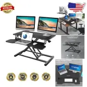 Sleek Height Adjustable Standing Desk - 31.5” Dual Monitor Riser Workstation