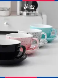 在飛比找Yahoo!奇摩拍賣優惠-Bincoo拉花專用咖啡杯碟拿鐵卡布奇諾馬克杯子高顏值陶瓷精