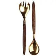 Salad Server Set Coconut Brass Head