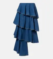 [Alaia] Alaïa Spiral tiered denim midi skirt AU 14 blue