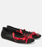 [Simone Rocha] Simone Rocha Bow-detail crochet ballet flats AU 8 black