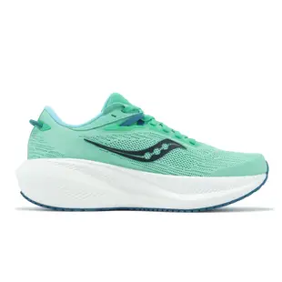 Saucony 慢跑鞋 Triumph 21 女鞋 綠 白 輕量 緩震 厚底 反光 路跑 長距離 運動鞋 索康尼 S10881118