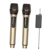 Wireless Microphone System with Receiver, Dual Gold Handheld Dynamic Wireless