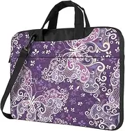 Purple Butterflies Print Laptop Bag For Men And Women â€“ Stylish And Practical Messenger Laptop Shoulder Bag