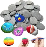 NHQZ 30 Pieces Painted Pebbles, Flat Stones, Beach Pebbles, Used for Painting, Arts, Crafts, Garden Decoration