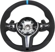 Flat Bottom Red Stitching Steering Wheel，Compatible With BMW F06 F10 F20 F21 F22 F30 F31 F32 F34 F36 F80 F82 F87 F90 M3 M5(M3-Blue Strip)
