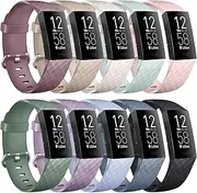 [10 Pack] Soft Silicone Wristbands Compatible with Fitbit Charge 4 Bands, Sports Replacement Straps for Fitbit Charge 4 / Fitbit Charge 3 / Charge 3 SE Women Men