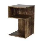 Artiss Umeni S Shape Bedside Nightstand Side End Lamp Table 2 Shelves Rust Oak