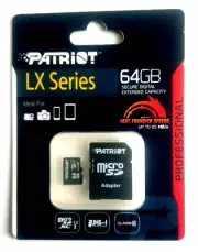 Patriot 64GB CLASS 10 MICROSDXC Memory Card PSF64GMCSDXC10 + SD ADAPTER