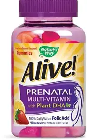 Nature's Way Alive! Prenatal Gummy Multi-Vitamin with DHA, 90 Ct (9 Pack)