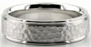 HAMMERED FINISH 14K WHITE GOLD MENS WEDDING BANDS RINGS 6MM