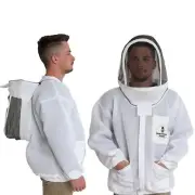 Ventilated Bee Jacket with Fencing Veil Hood - Ultra Light Air Mesh Beekeeper...
