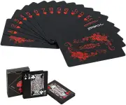 Cool Black Foil Poker Playing Cards, Waterproof Deck Of Cards With Gift Box, Use For Party And Game Size 3.66 x 2.44 x 0.87 inches Colour Black-red