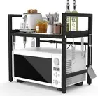 Expandable Microwave Shelf, 2-Tier Adjustable Microwave Oven Rack, Space Saving
