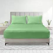 LINENOVA 2000TC Fitted Sheet Pillowcases Set(King,Avocado)