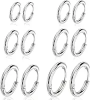 [IKOPFLN] 6 Pairs Stainless Steel Stud Earrings Set for Men and Women, Silver Small Stud Earrings, Round Stud Earrings, Hypoallergenic, 316L Stainless Steel Stud Earrings Set in 8, 10, 12, 14, 16, 18