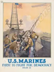 US Marines Recruiting Poster NEW Metal Sign: World War One Reproduction