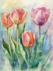 [Namly Design] Poster - Tulips Watercolor Art