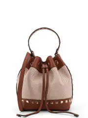 [Valentino Garavani] Valentino Garavani-Rockstud Spike Canvas And Leather Shoulder Bag-Donna OS