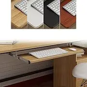 Under Desk Keyboard Tray Desk Extender, 54/60/70cm Extendable Wooden Shelf Easy Installation Ergonomic Extendable(White,60Cm*27Cm)