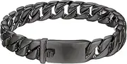 [BIYONGDE] 12MM Width Miami Cuban Link Chain Curb Chain Bangle Bracelet, Steel, Hip Hop Heavy, Spring Push Rectangle Box Clasp