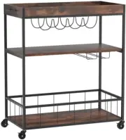 Kitchen Island Trolley Rolling Serving Cart Storage Shelf Towel Rack