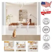 Safe 157" Mesh Retractable Gate - 34" Tall for Baby & Pets with Cat Door