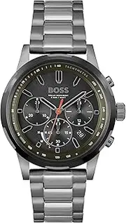 [BOSS] Men's SOLGRADE Watch, SILVER/GREEN, 44MM
