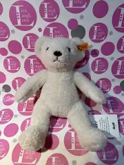 My First Steiff Bear Cream White Plush Lovey Sewn Eyes German Doll 664021 NWT'S